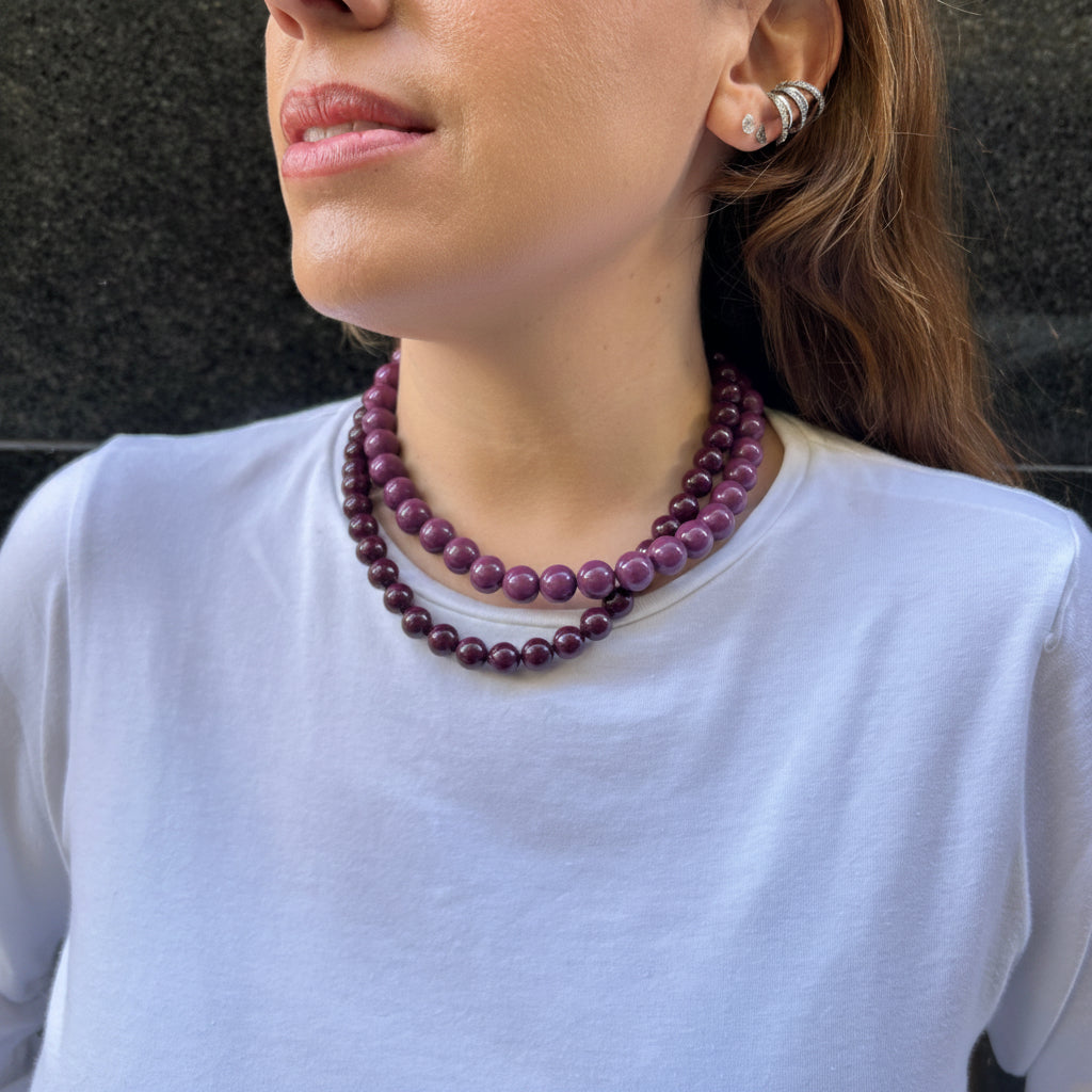 Collar esferas violeta