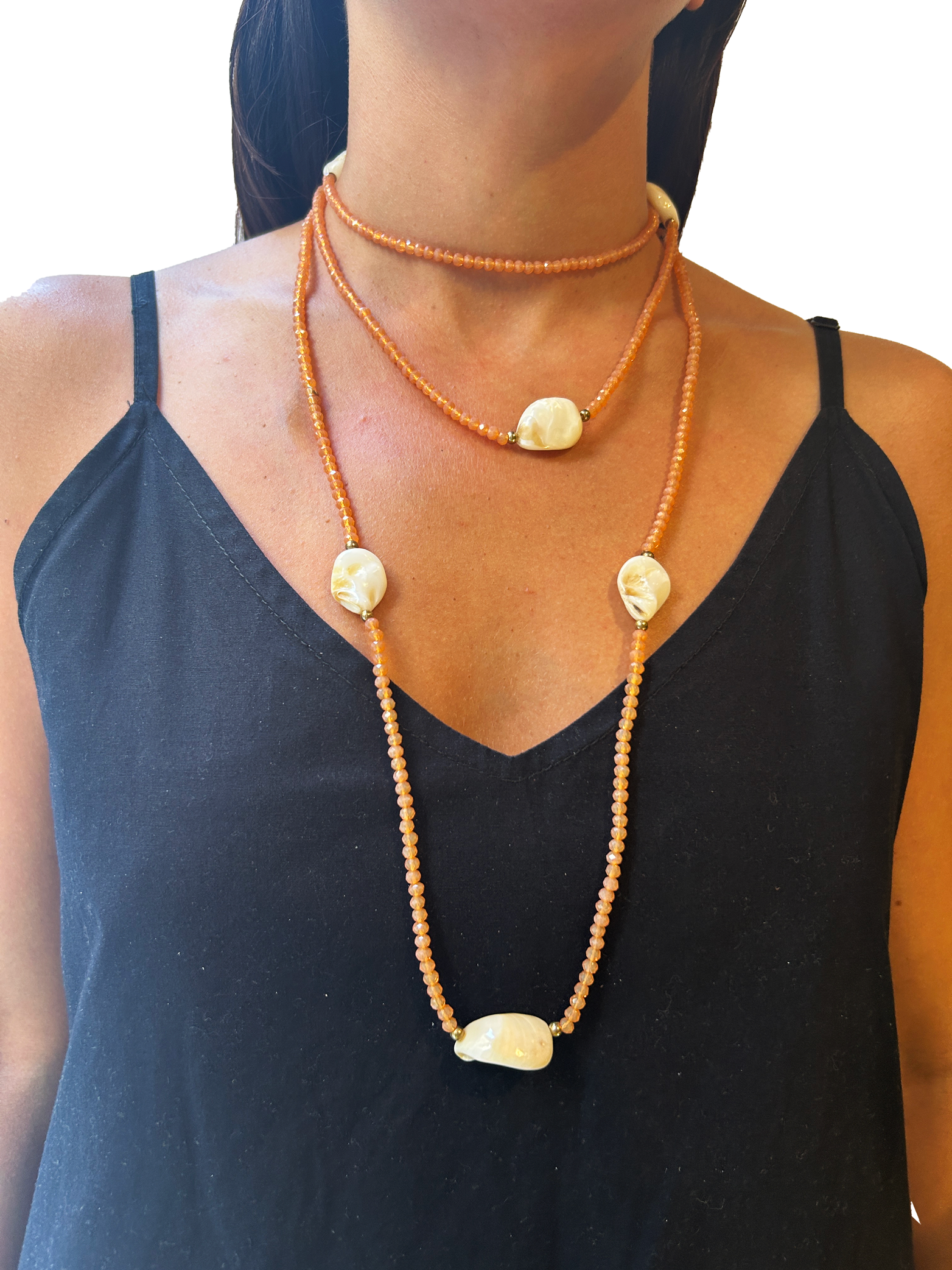 collar de  cristal y nacar