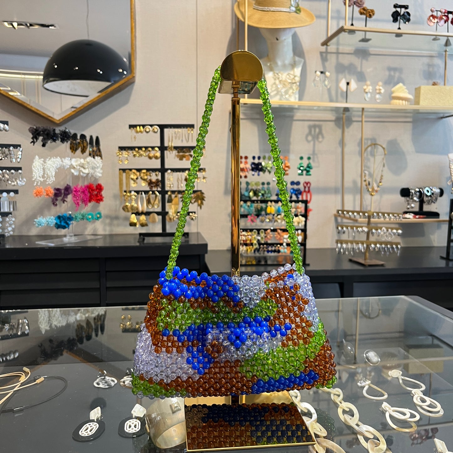 Bolso combinado tramado de resina