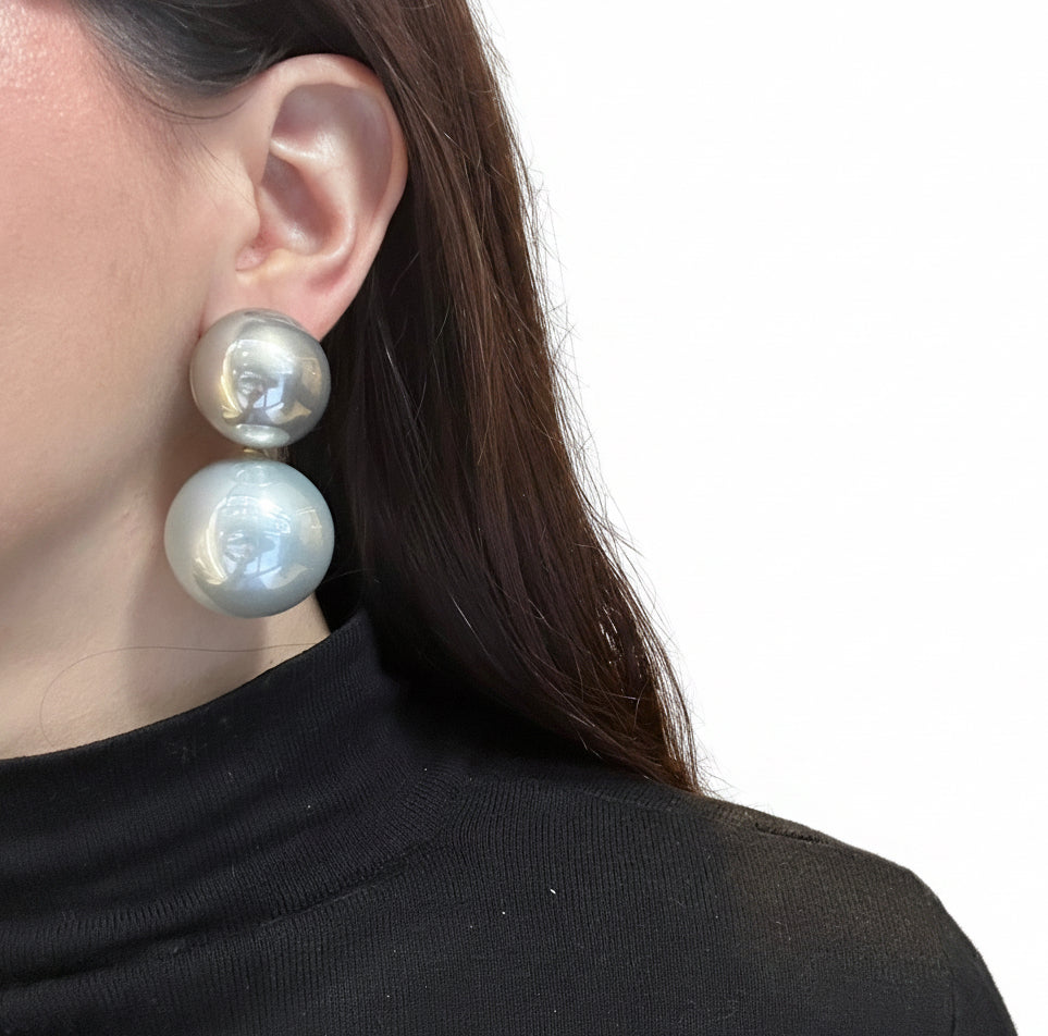 Aros doble perla grandes
