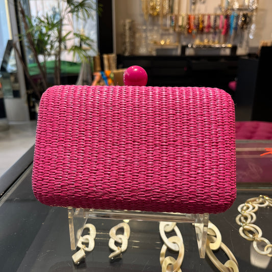 Clutch de rafia fucsia