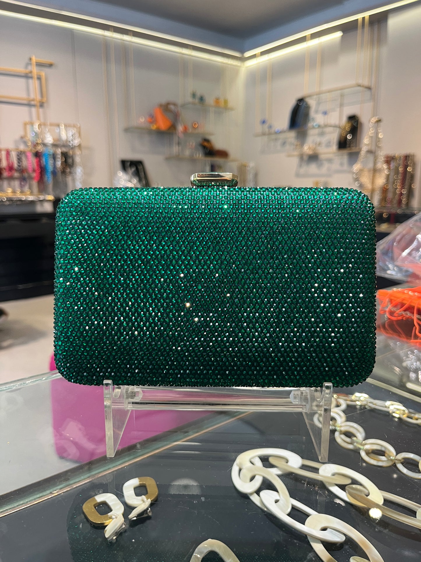 Clutch pedrería verde