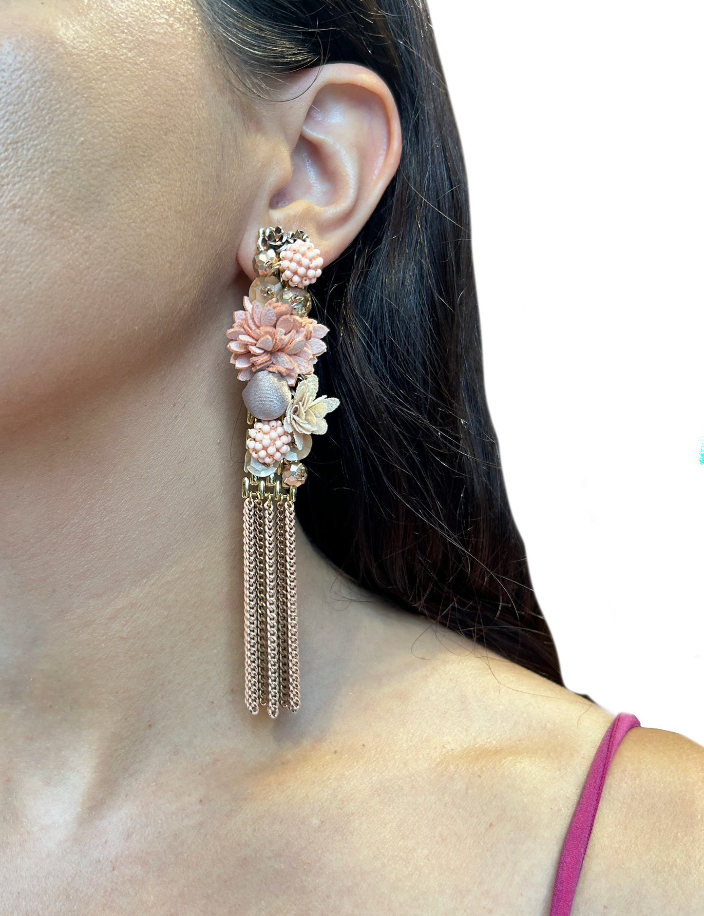 Aros bordados con flecos