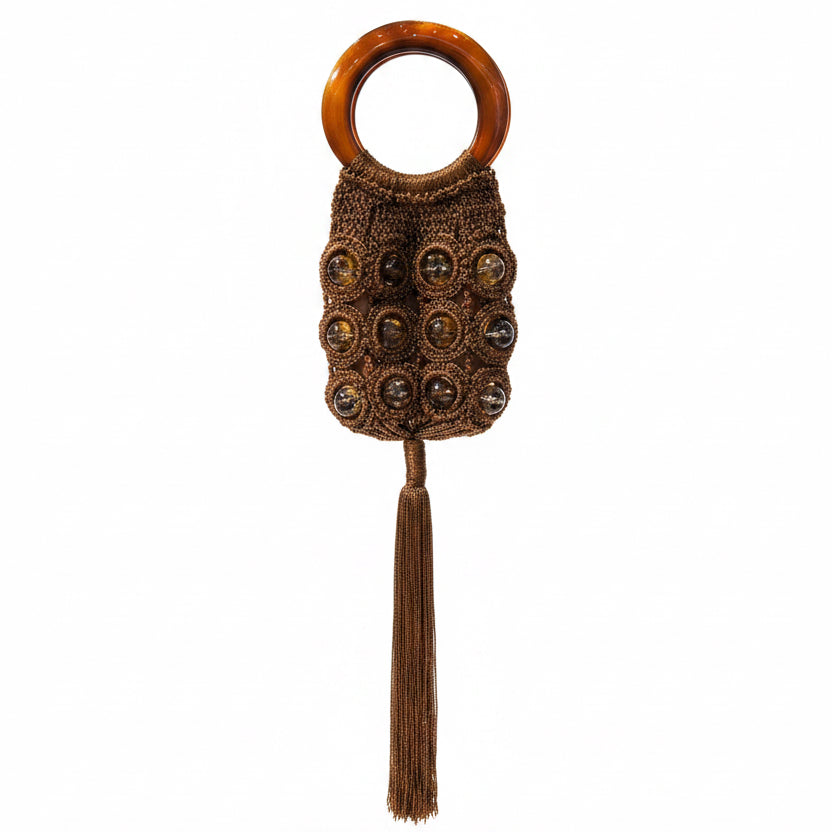 bolso bronce hilo con resina