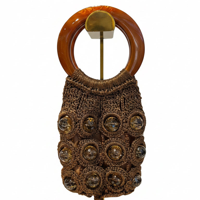 bolso bronce hilo con resina