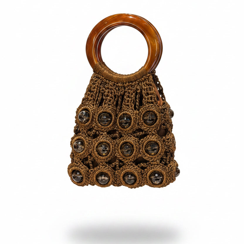 Bolso macrame y resina