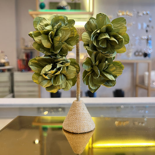 Aros doble flor de tela