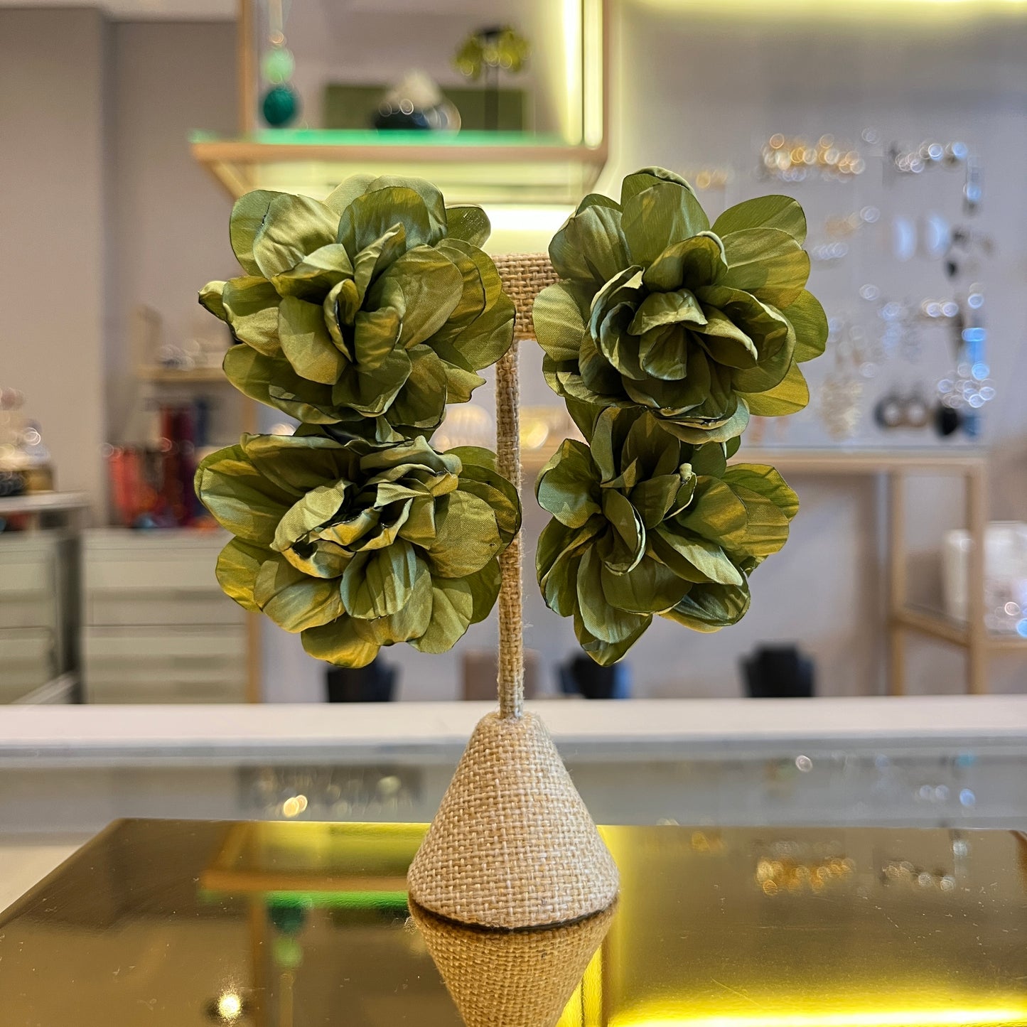 Aros doble flor de tela