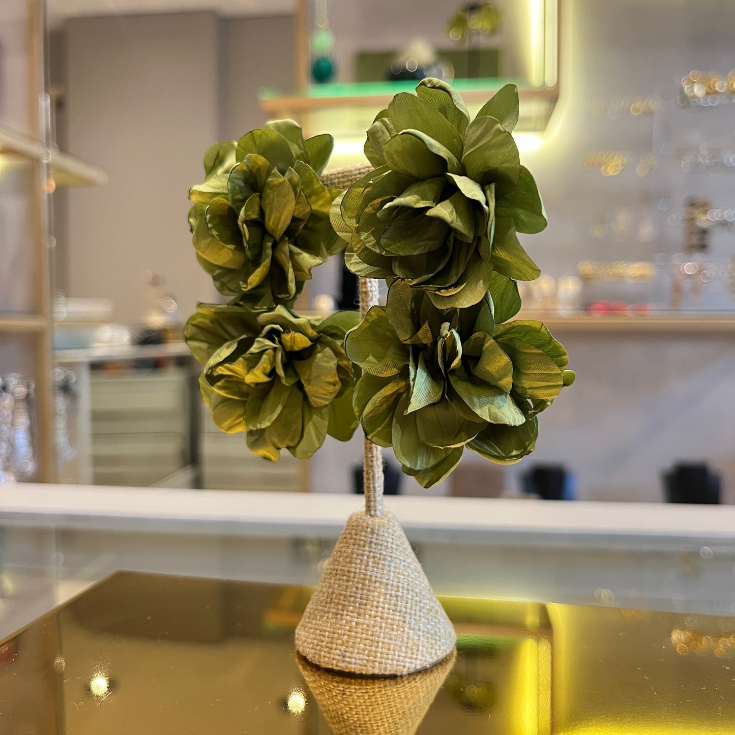 Aros doble flor de tela