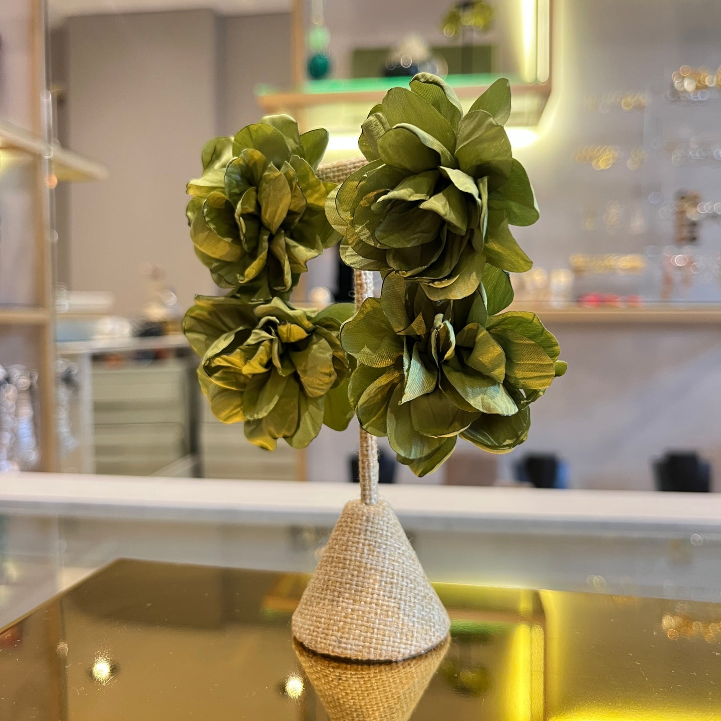 Aros doble flor de tela