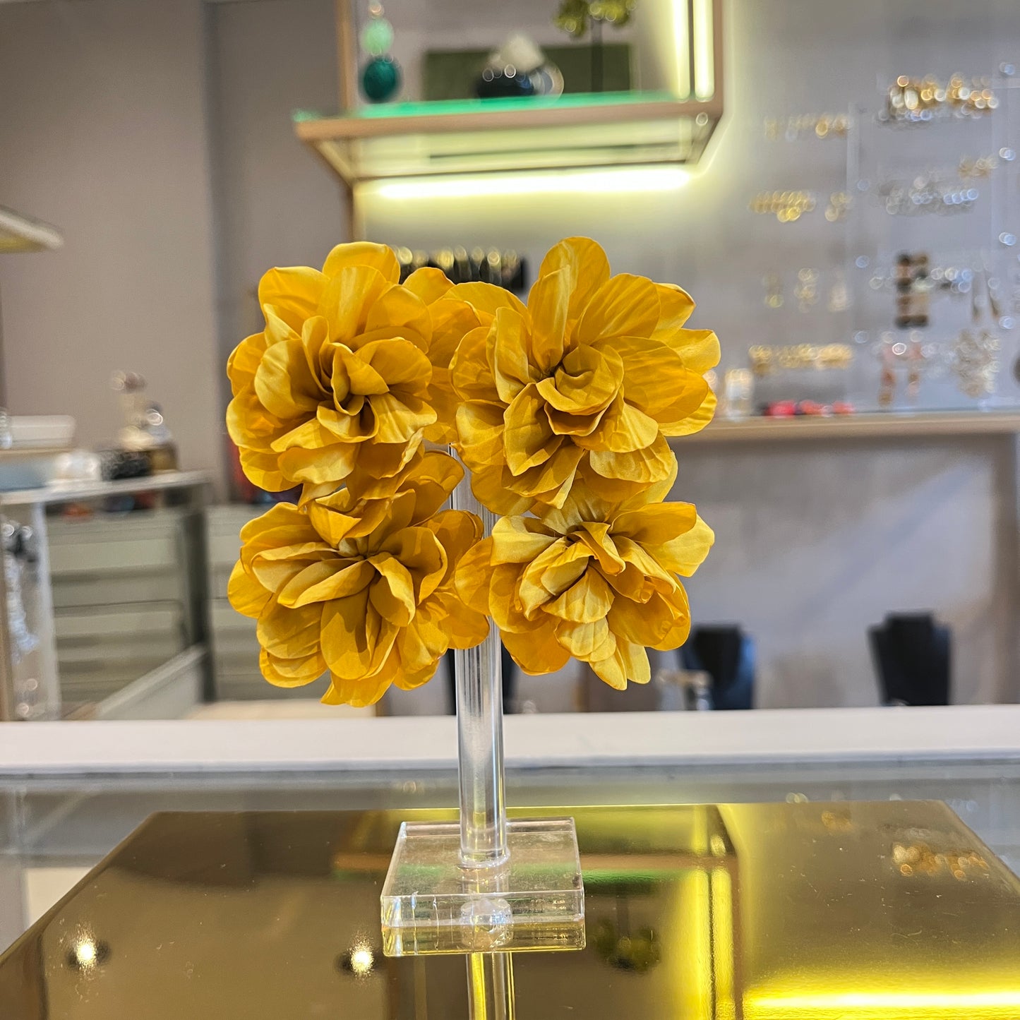 Aros doble flor de tela