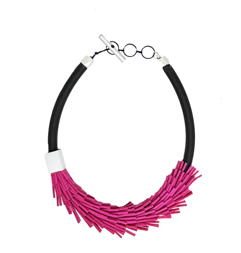 Fuchsia and black necklace