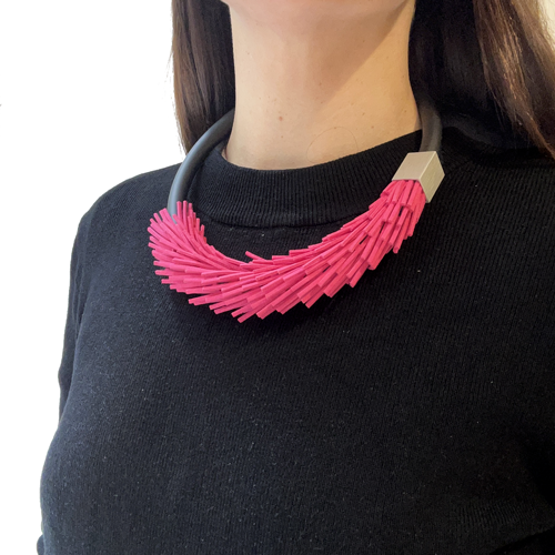 Fuchsia and black necklace