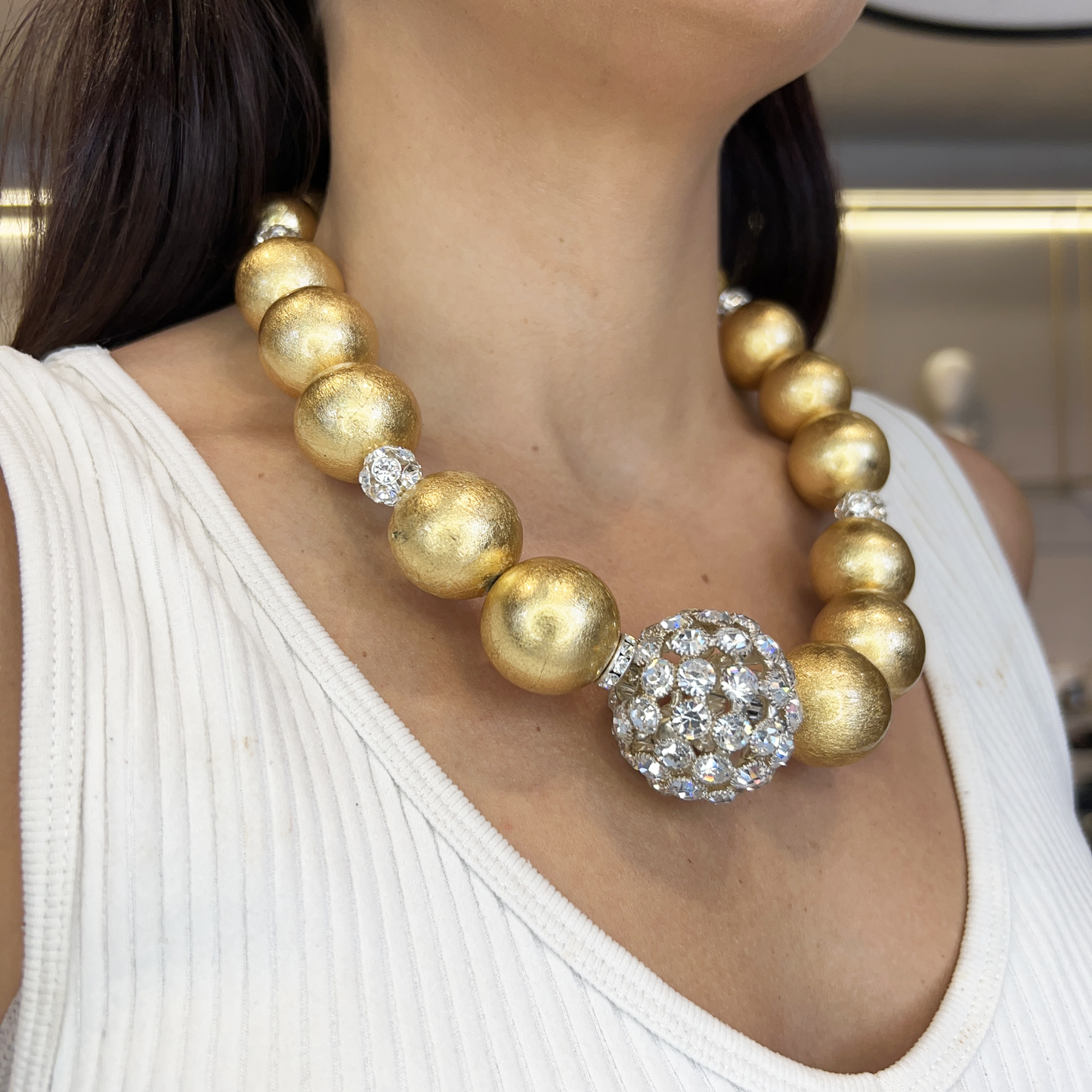 Collar dorado con cristal Swarovski