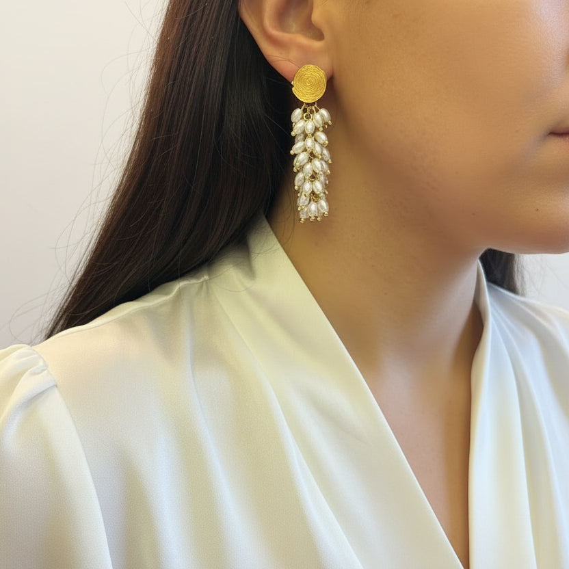 aros perlas largo