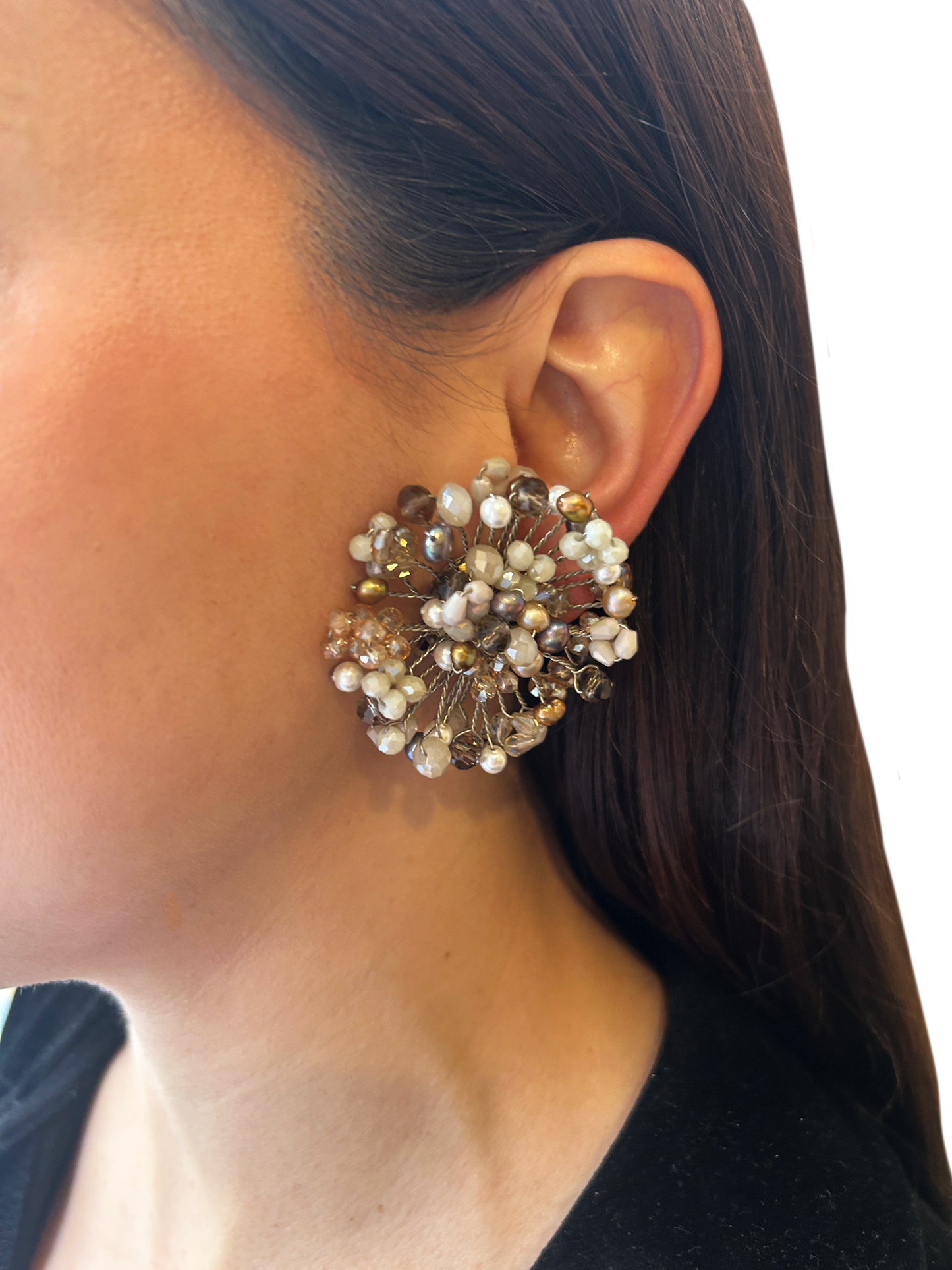Aros de cristal y perla