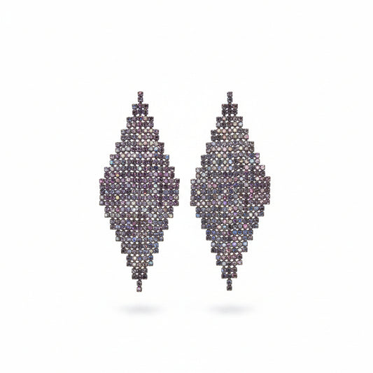 Aros rombo de strass lila