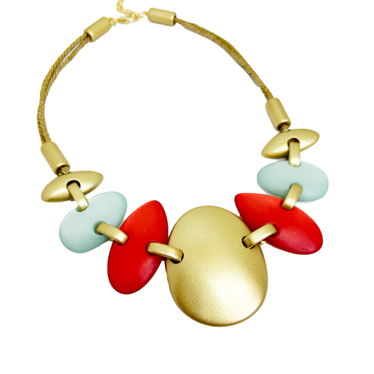 Collar turquesa coral y dorado