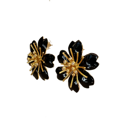 Enameled flower hoops