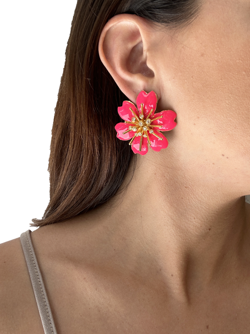 Enameled flower hoops