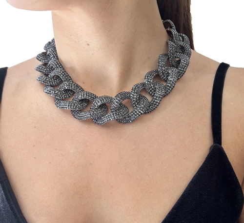 Pewter rhinestone necklace