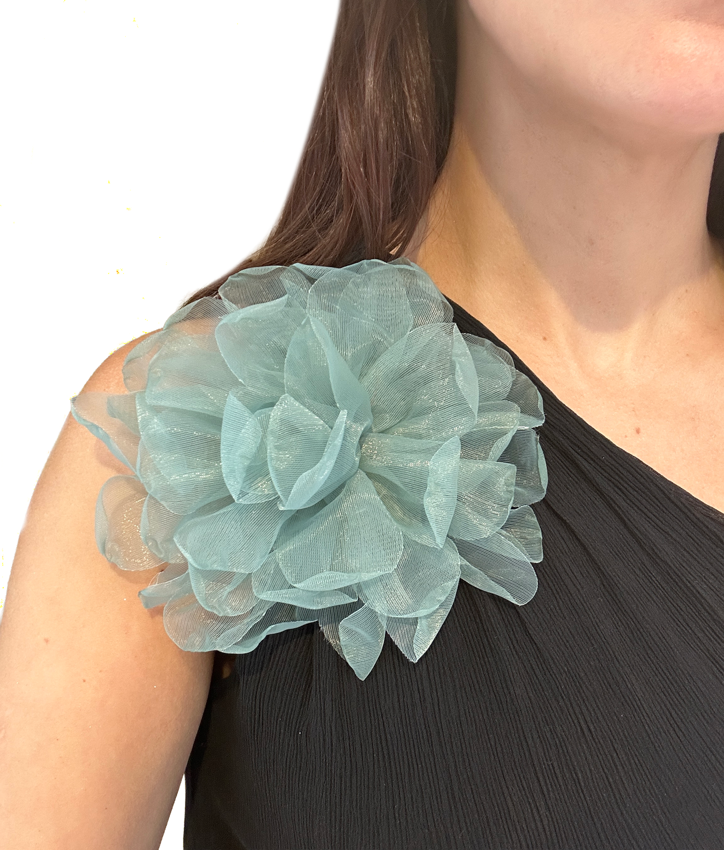 Broche flor organza