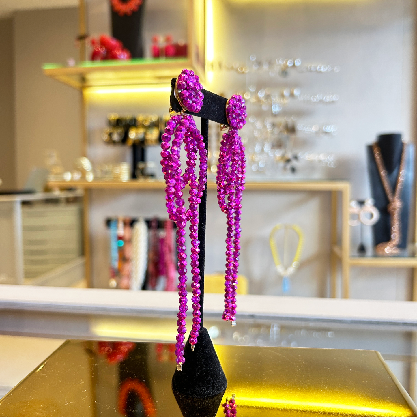 Aros largos fucsia