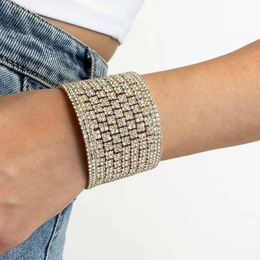 Pulsera de strass ancha