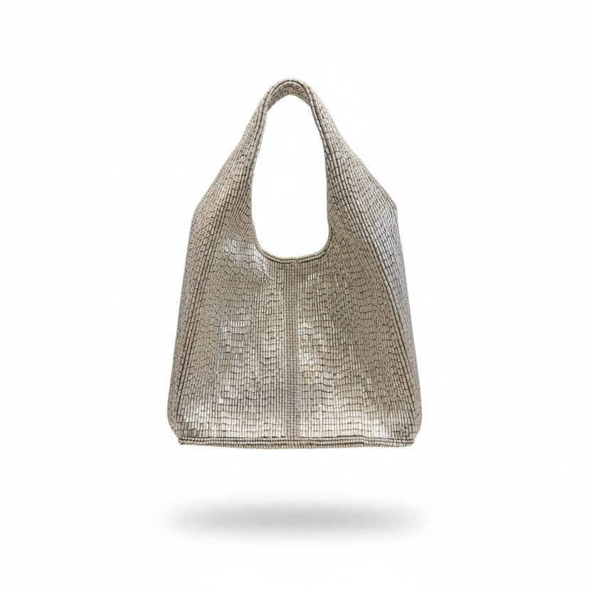 Bolso bordado plateado