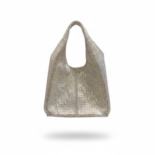 Bolso bordado plateado