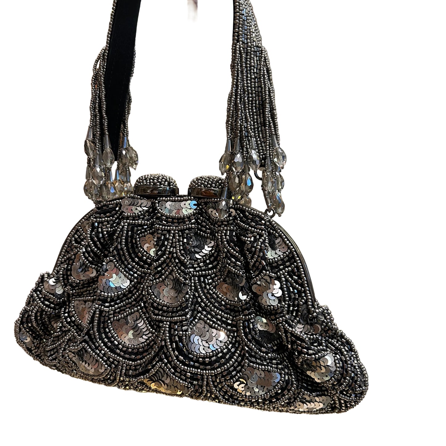 Bolso bordado plateado oscuro