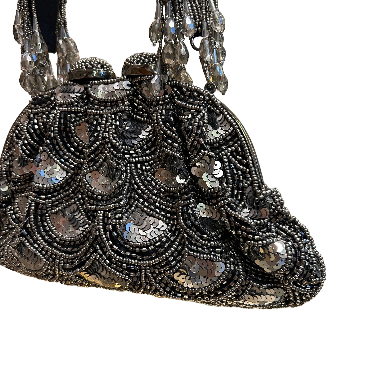 Bolso bordado plateado oscuro