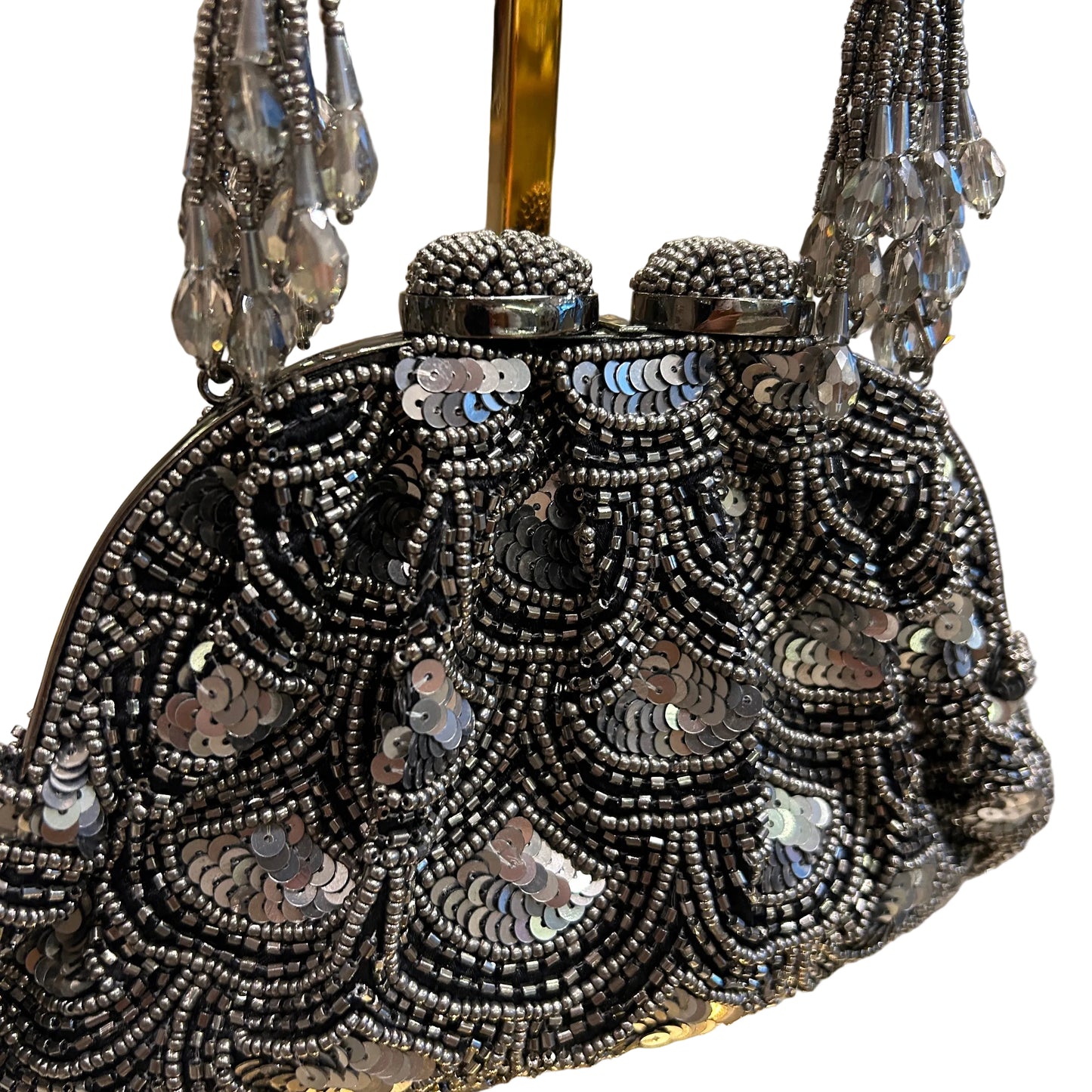 Bolso bordado plateado oscuro