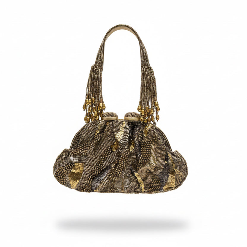 bolso bordado dorado 
