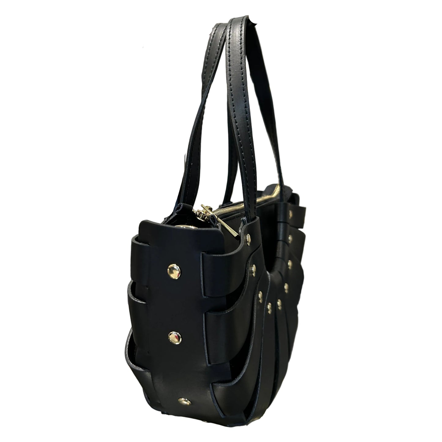Bolso canasta cuero  negro