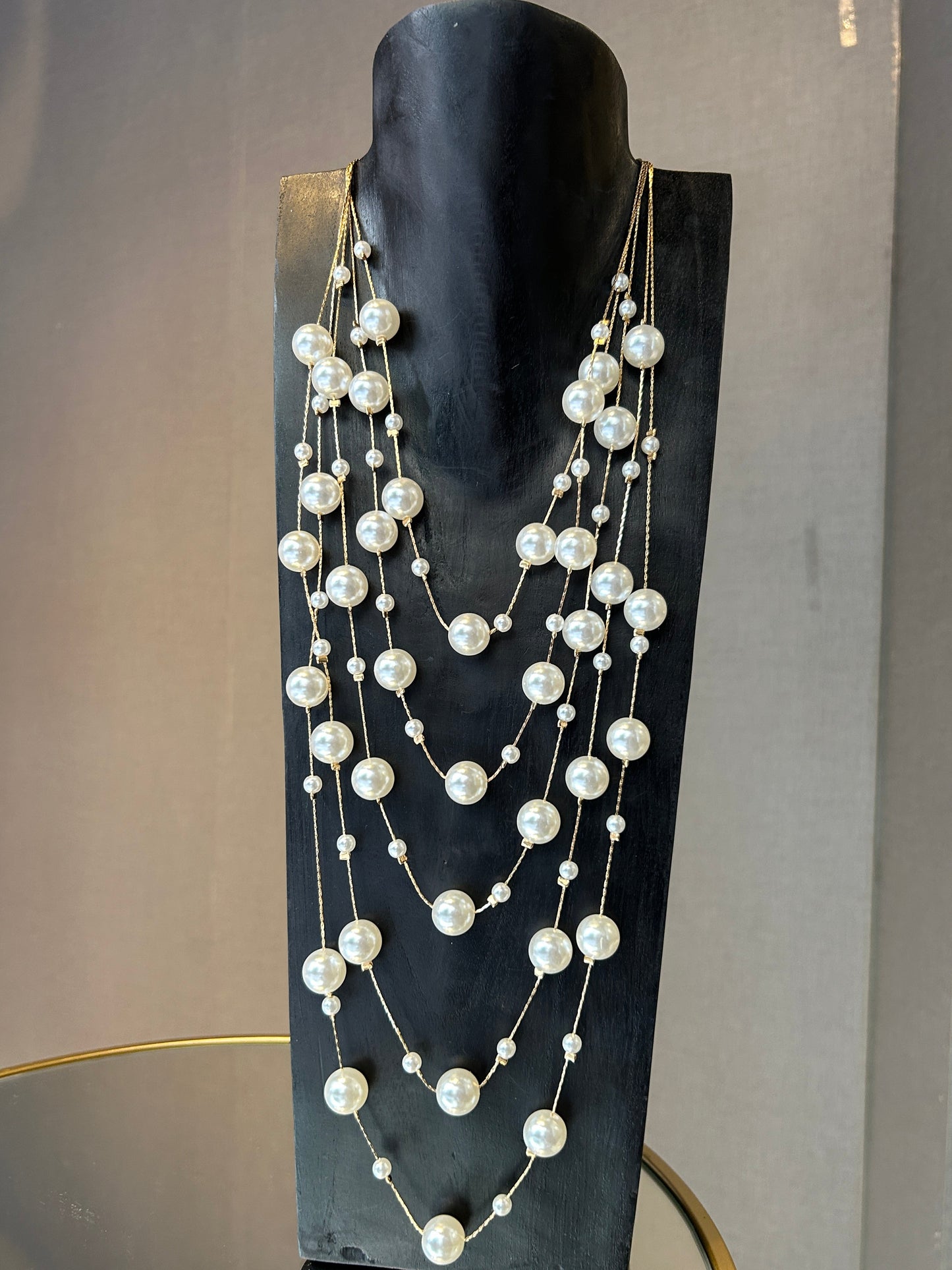 Collar mil vueltas perla y Cadena