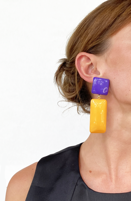 violet and orange earrings