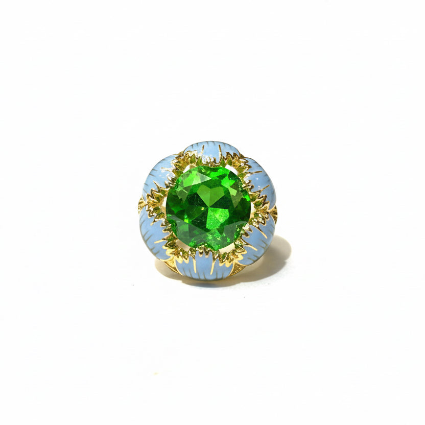 Anillo flor esmaltada con cristal