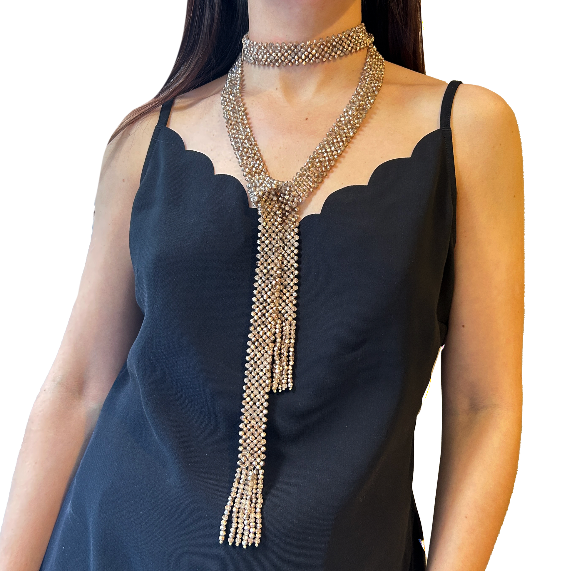 collar dorado de cristales