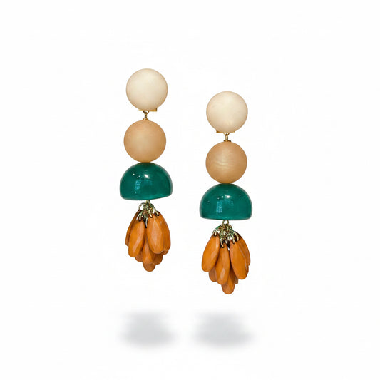 aros de resina beige  marron y verde 