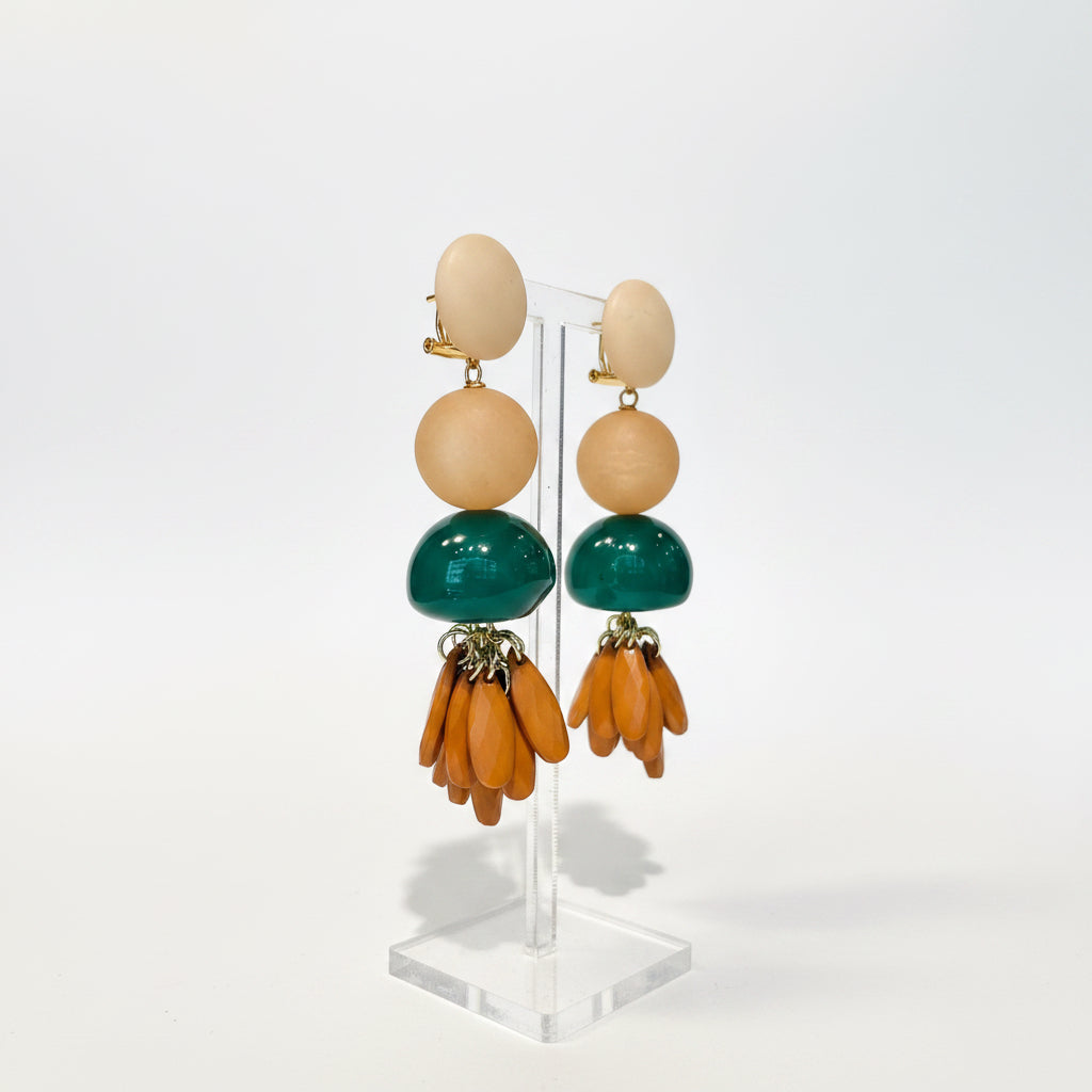 Aros beige marron y verde