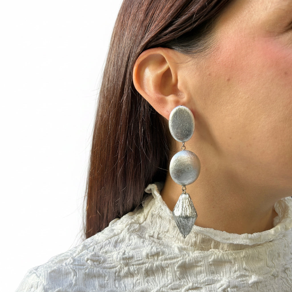 Aros plateados  triple pieza