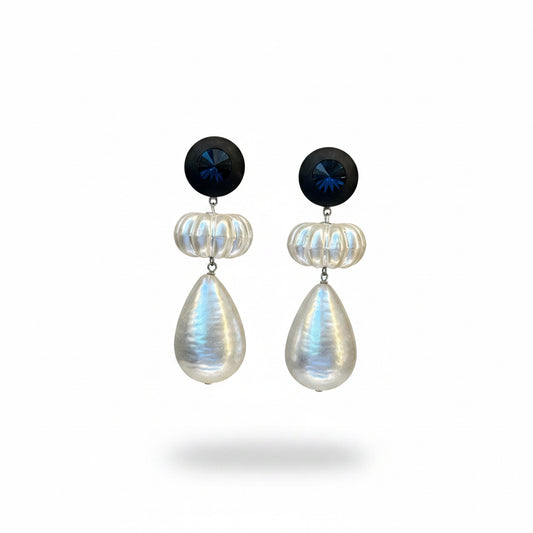 aros perla negro y blanco 