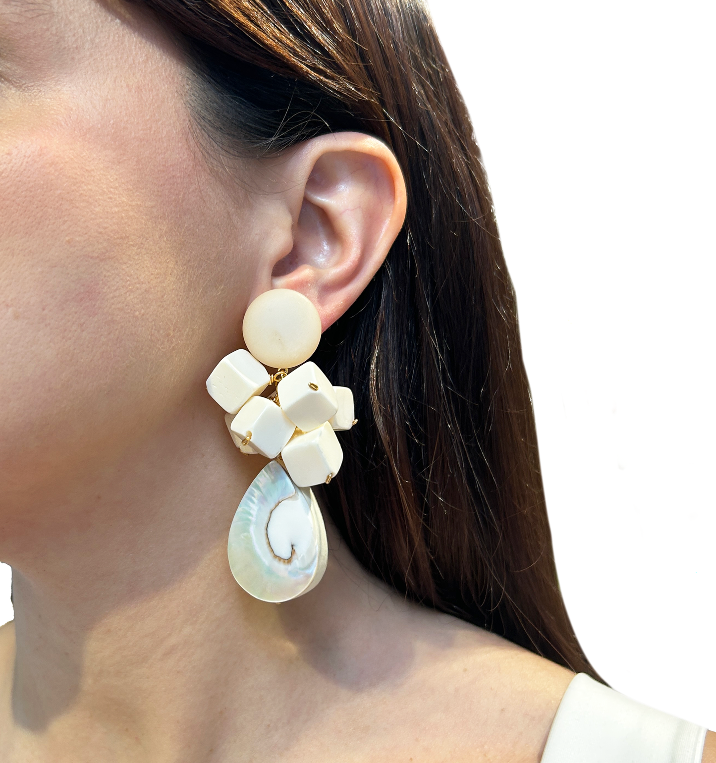 Aros nacar y madera blancos