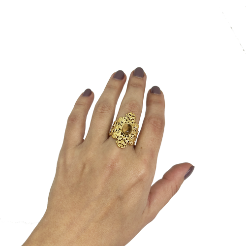 Anillo filigrana con piedra caramelo