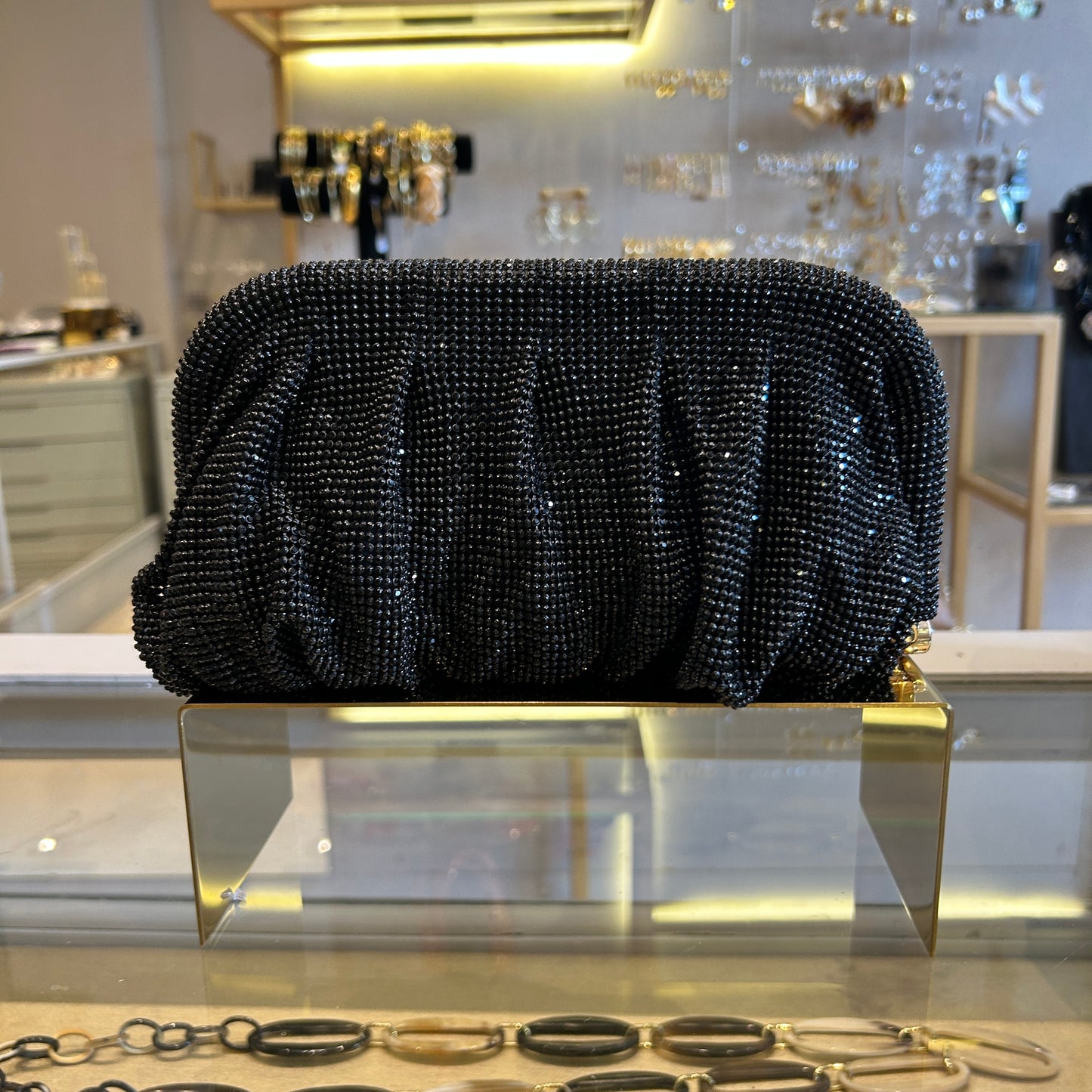 Bolso de strass negro 