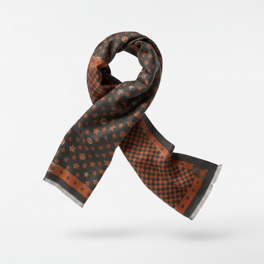 pashmina naranja y gris 