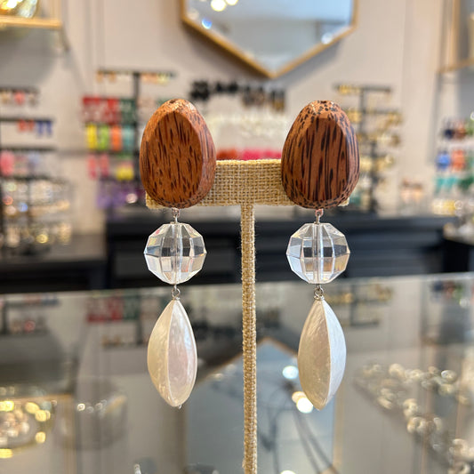 Aros madera nacar y resina largo