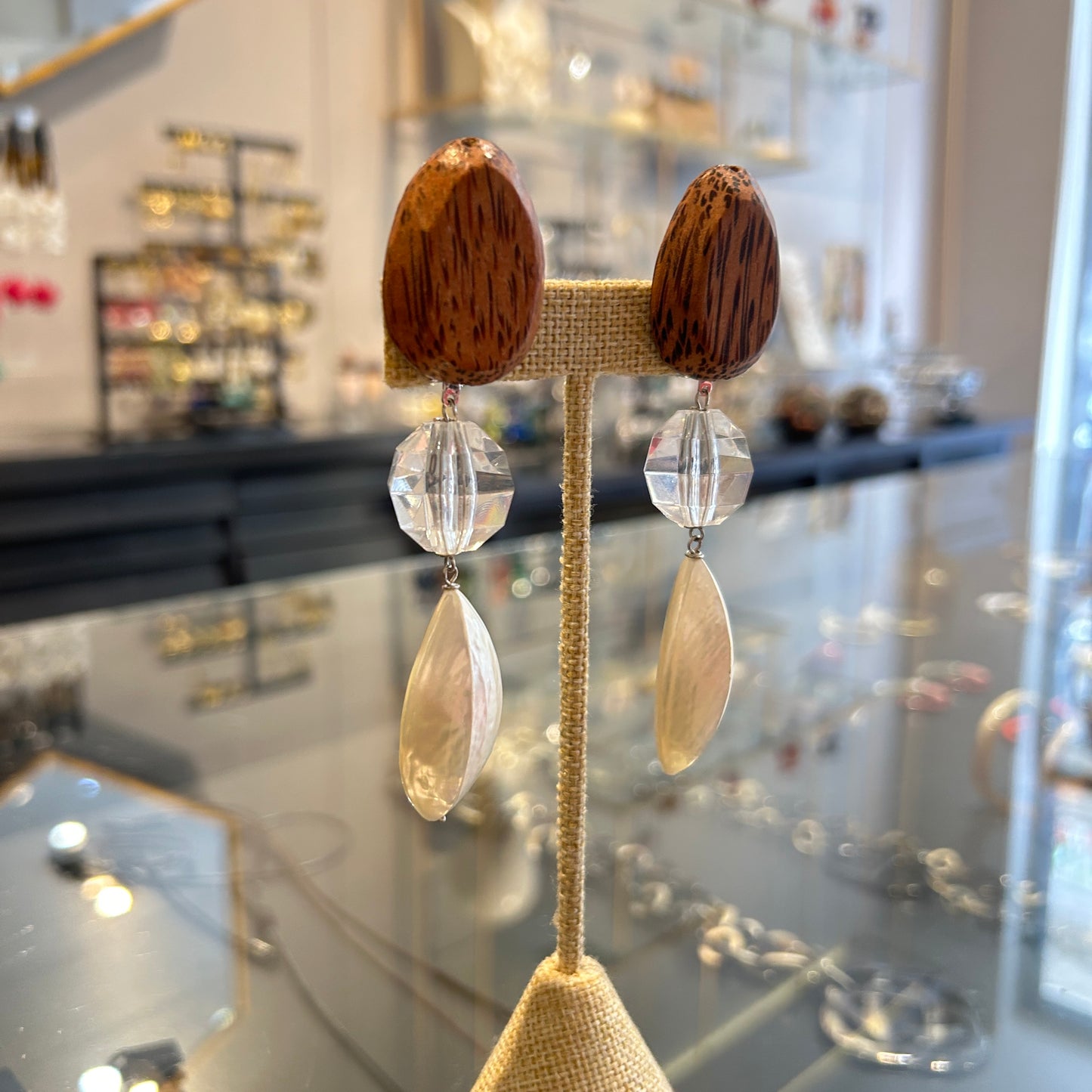 Aros madera nacar y resina largo