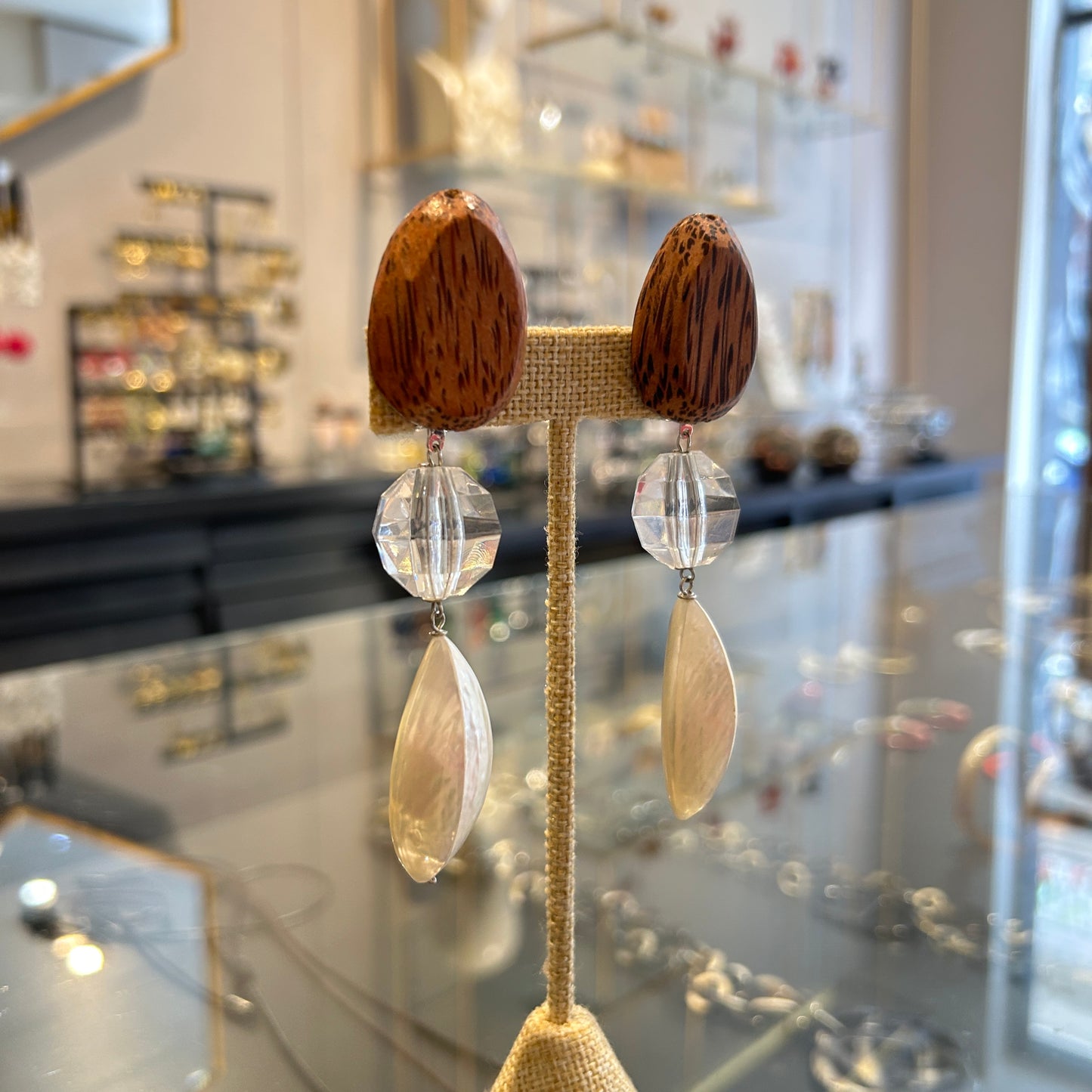 Aros madera nacar y resina largo